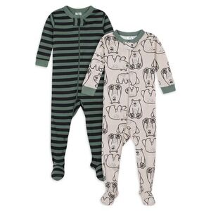 Gerber Toddler Pajamas Size 5T Bear 2-Pack Neutral Snug Fit Footed Cotton Zipper